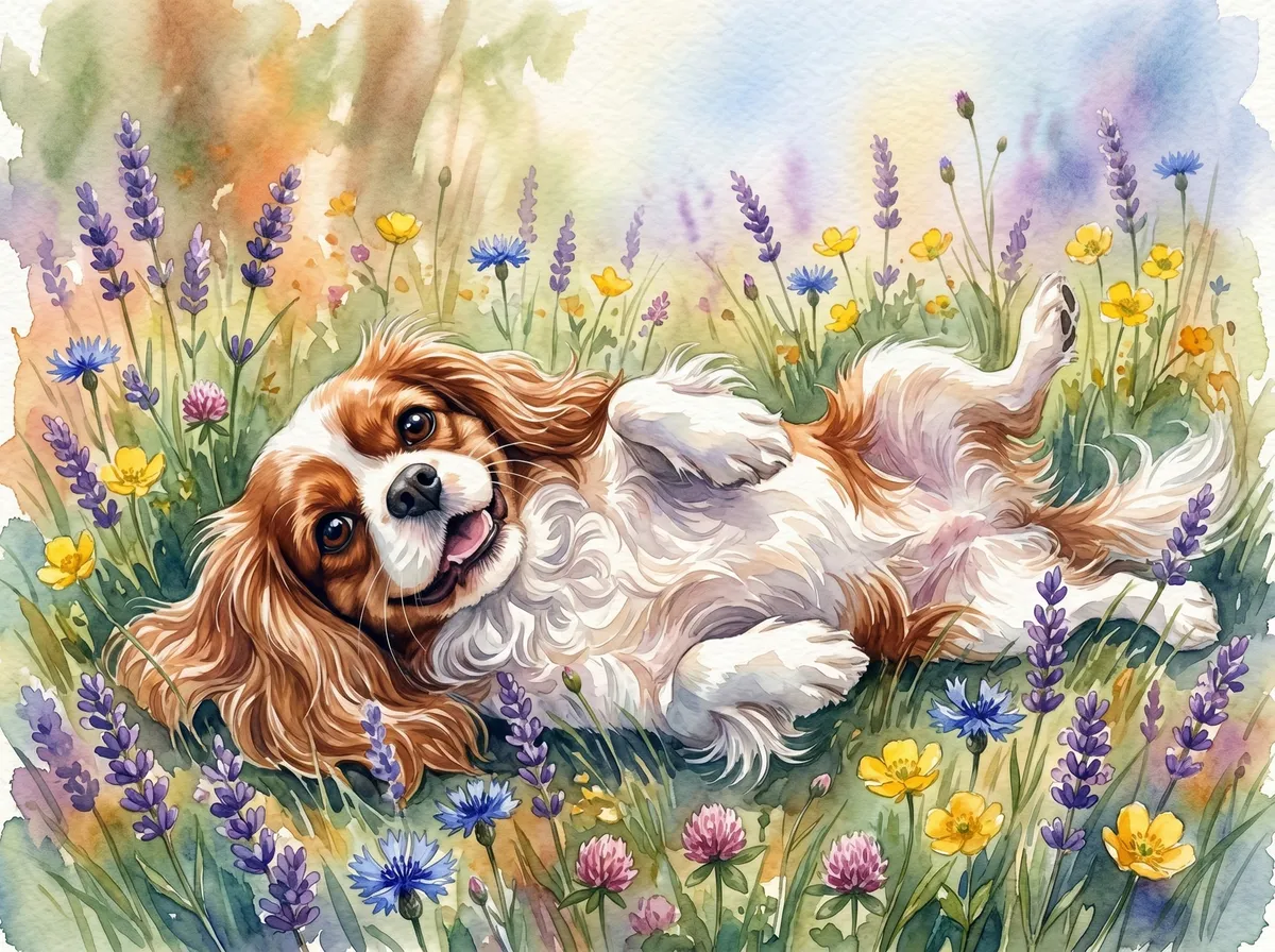 Cavalier King Charles Spaniel watercolor calendar month 5